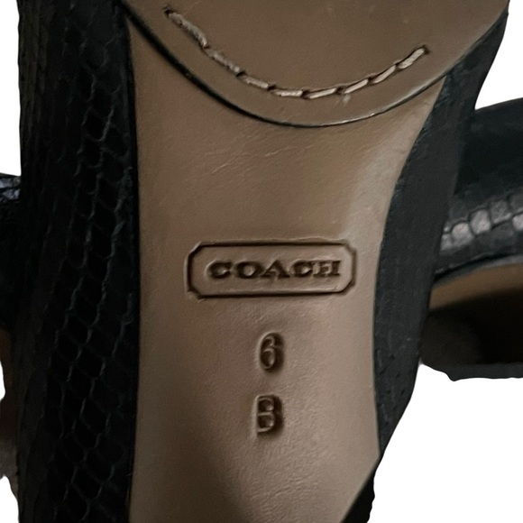 Coach Snakeskin Pattern Leather Heels Black Women Size 6B - Picture 7 of 9